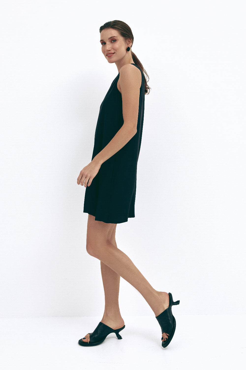 Black Loose-fit Mini Dress with Pockets Black Loose-fit Mini Dress with Pockets