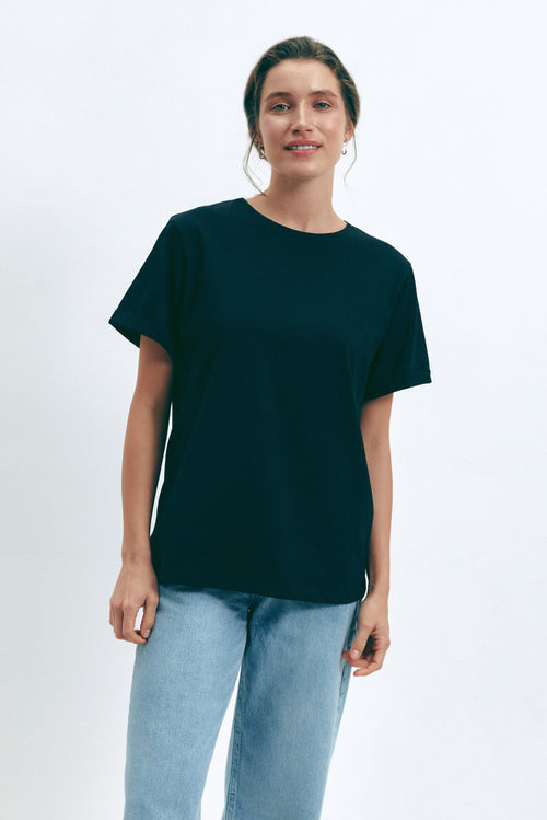 Black Oversized Roll Up Sleeve T-Shirt - SOLMAR