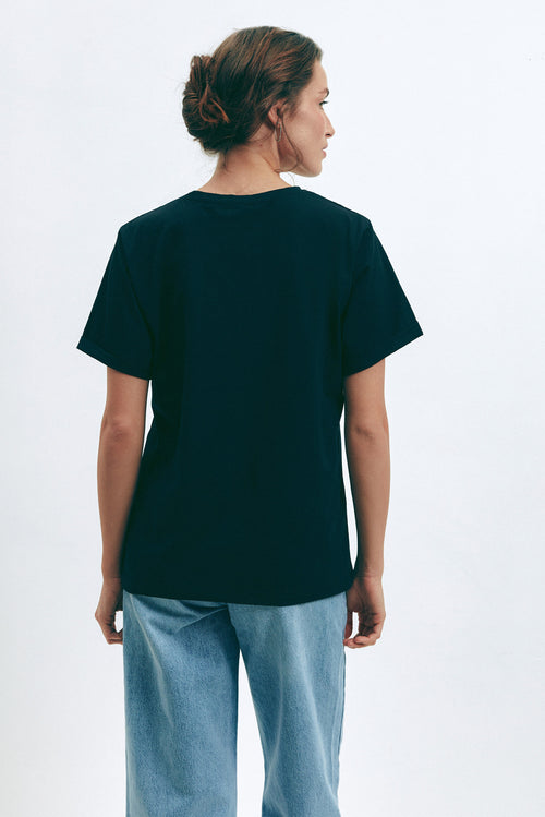 Black Oversized Roll Up Sleeve T-Shirt - SOLMAR
