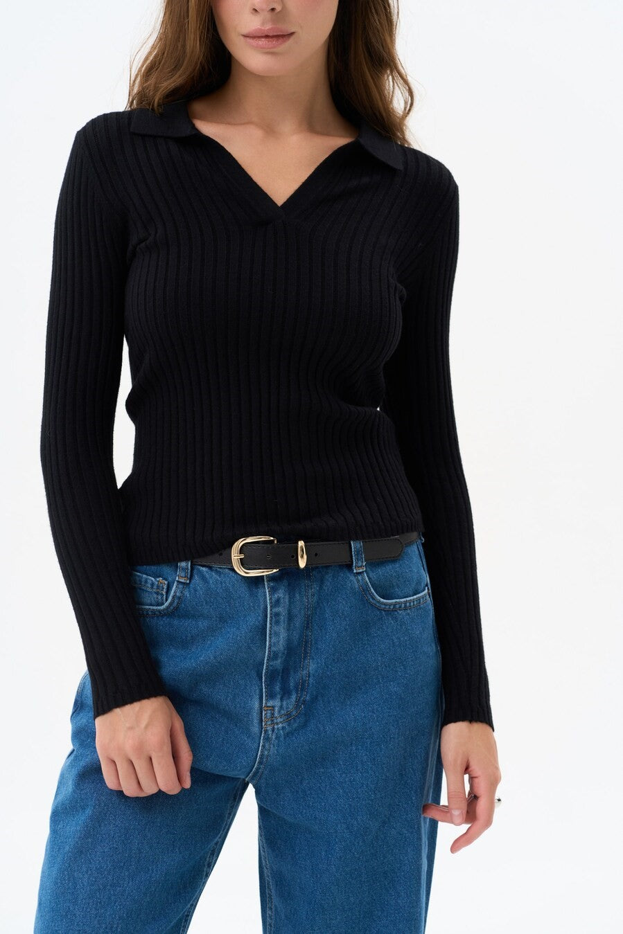 Sweater polo in color black - SOLMAR