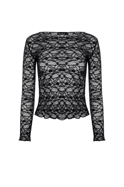 Black Lace Long Sleeve Top