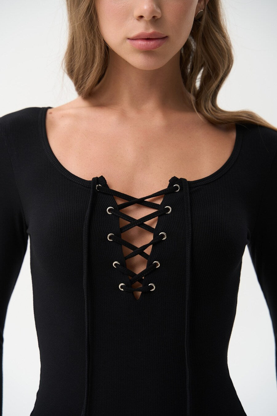 Black Lace-Up Bodysuit - SOLMAR