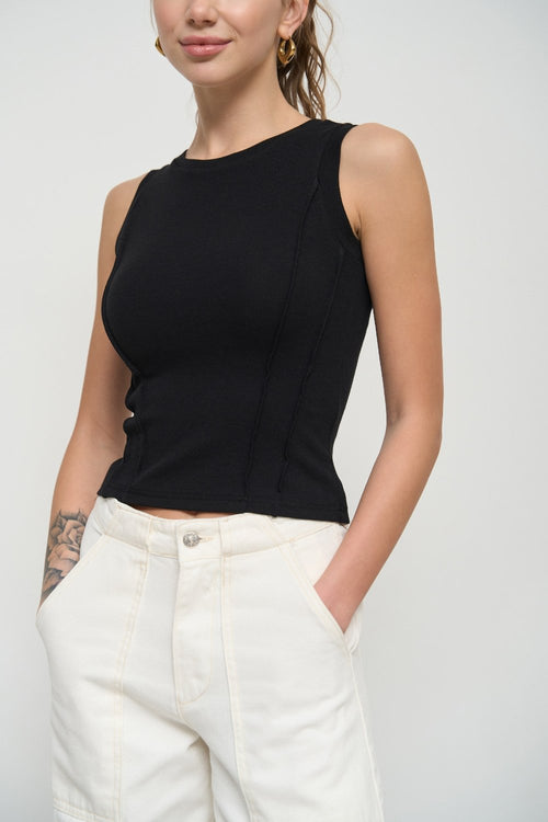 Black Seam Detail Tank Top - SOLMAR