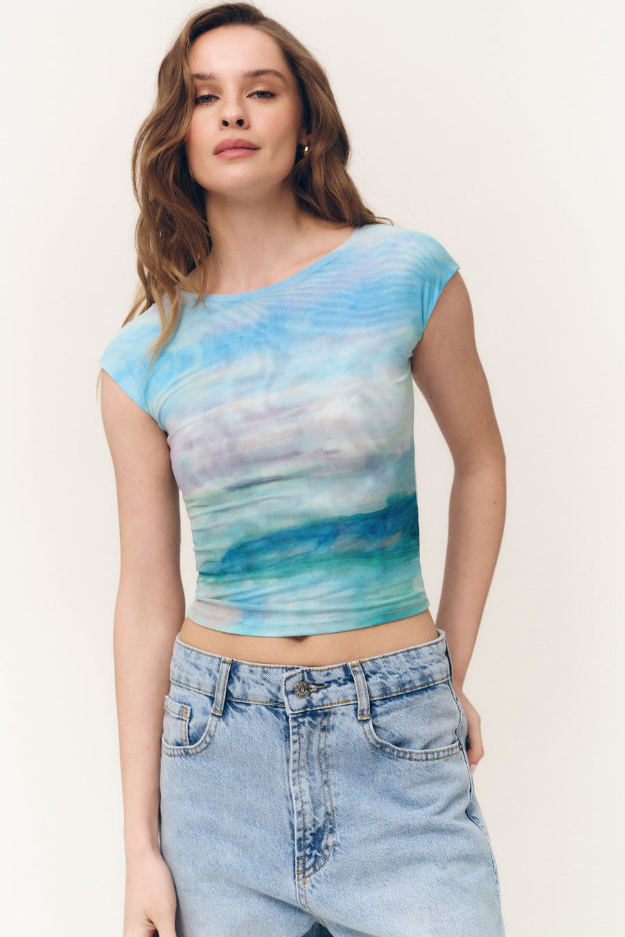Blue Gradient Effect Mesh T-shirt - SOLMAR