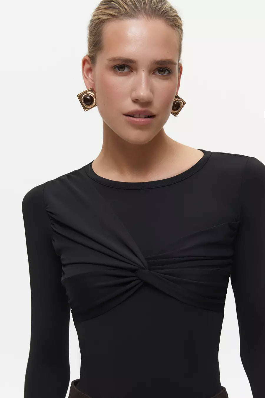 Black Draped Bodysuit