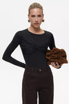 Black Draped Bodysuit
