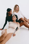 White Draped Bodysuit