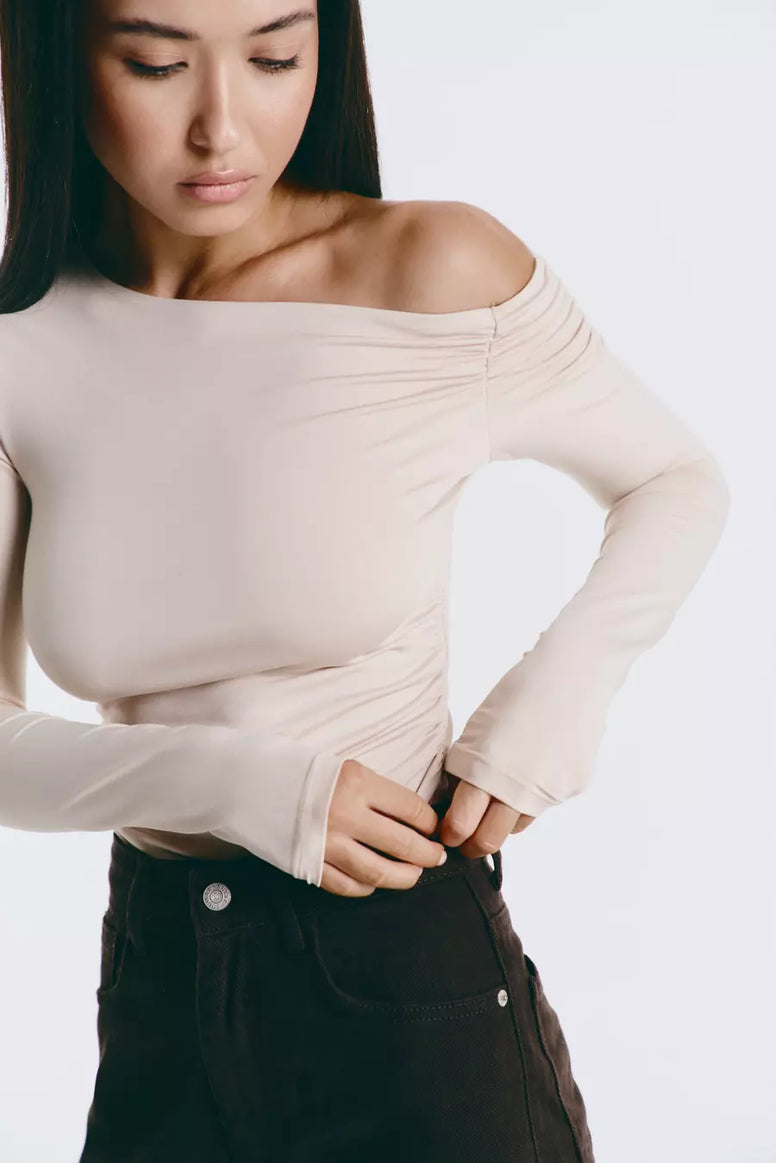 Milk Off Shoulder Bodysuit