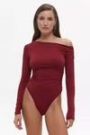 Burgundy Off Shoulder Bodysuit