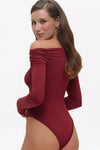 Burgundy Off Shoulder Bodysuit