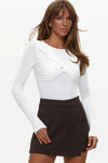 White Draped Bodysuit