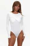 White Draped Bodysuit