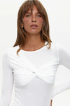 White Draped Bodysuit