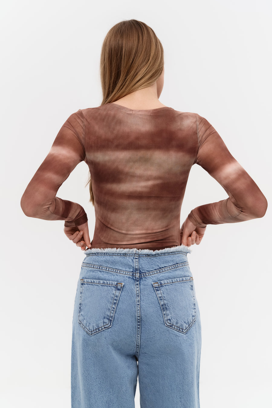 Brown Gradient Effect Long Sleeve Top - SOLMAR
