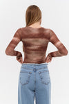 Brown Gradient Effect Long Sleeve Top