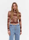 Brown Gradient Effect Long Sleeve Top