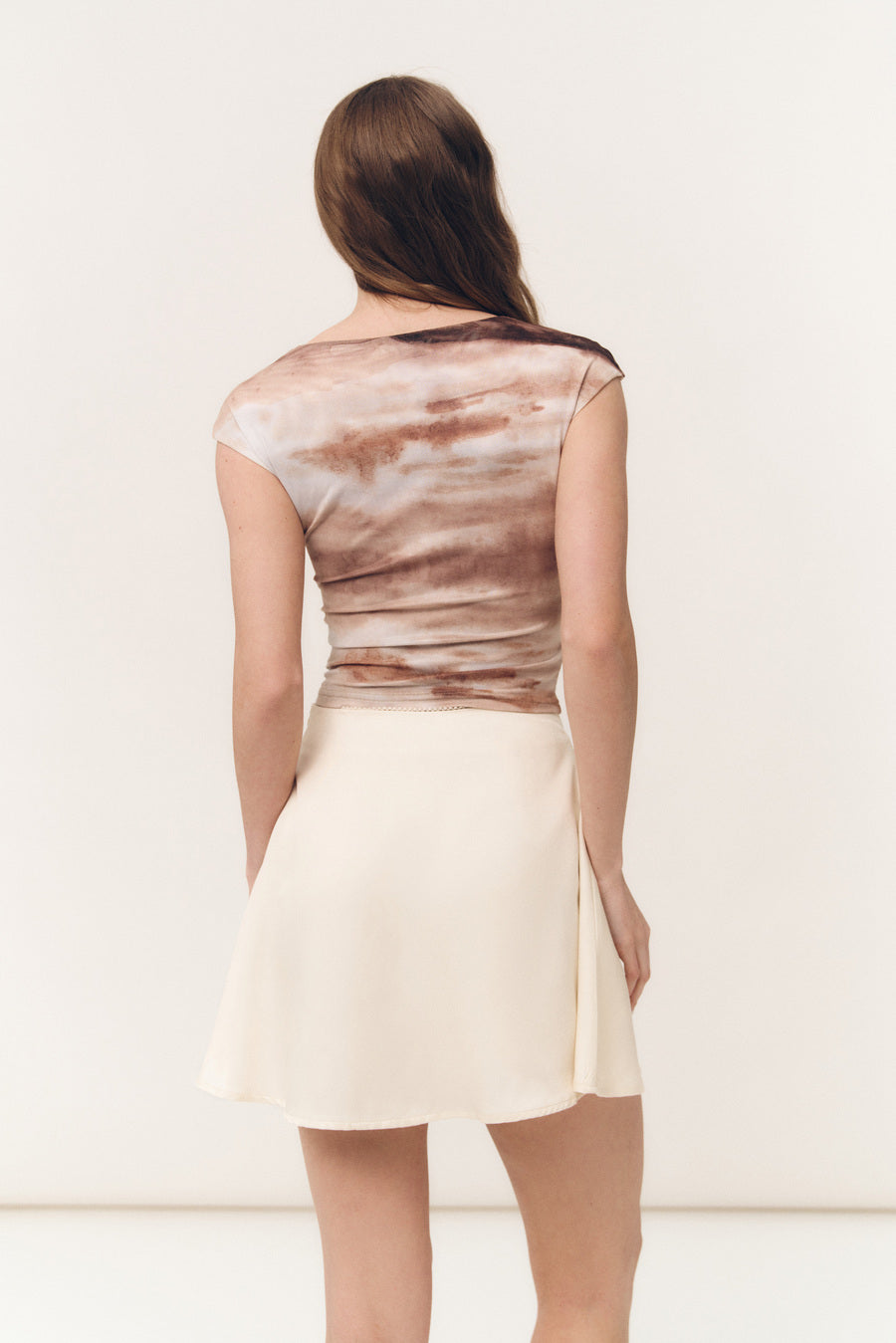 Brown Gradient Effect Mesh T-shirt