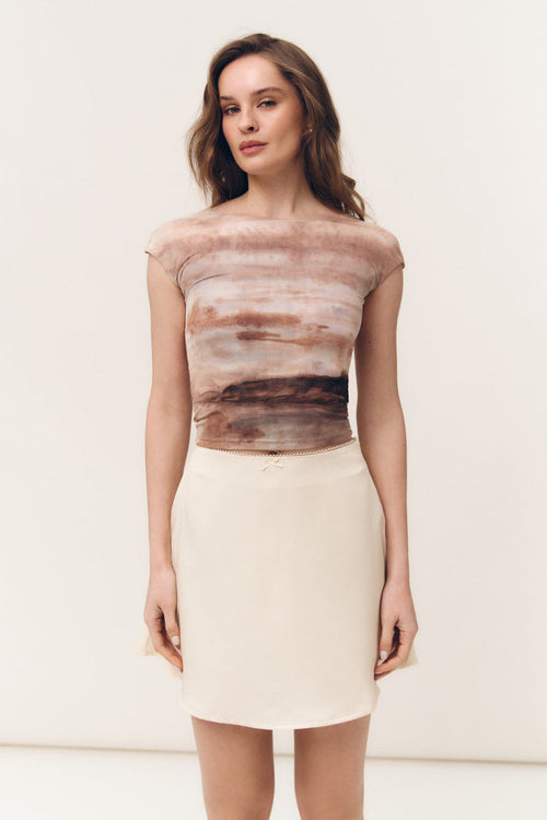 Brown Gradient Effect Mesh T-shirt - SOLMAR