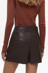 Brown Faux Leather Wrap Skirt