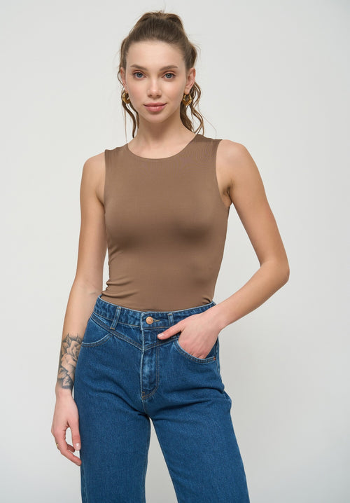 Brown Basic Tank Top