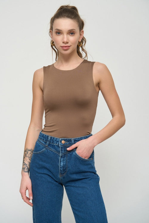 Brown Basic Tank Top - SOLMAR