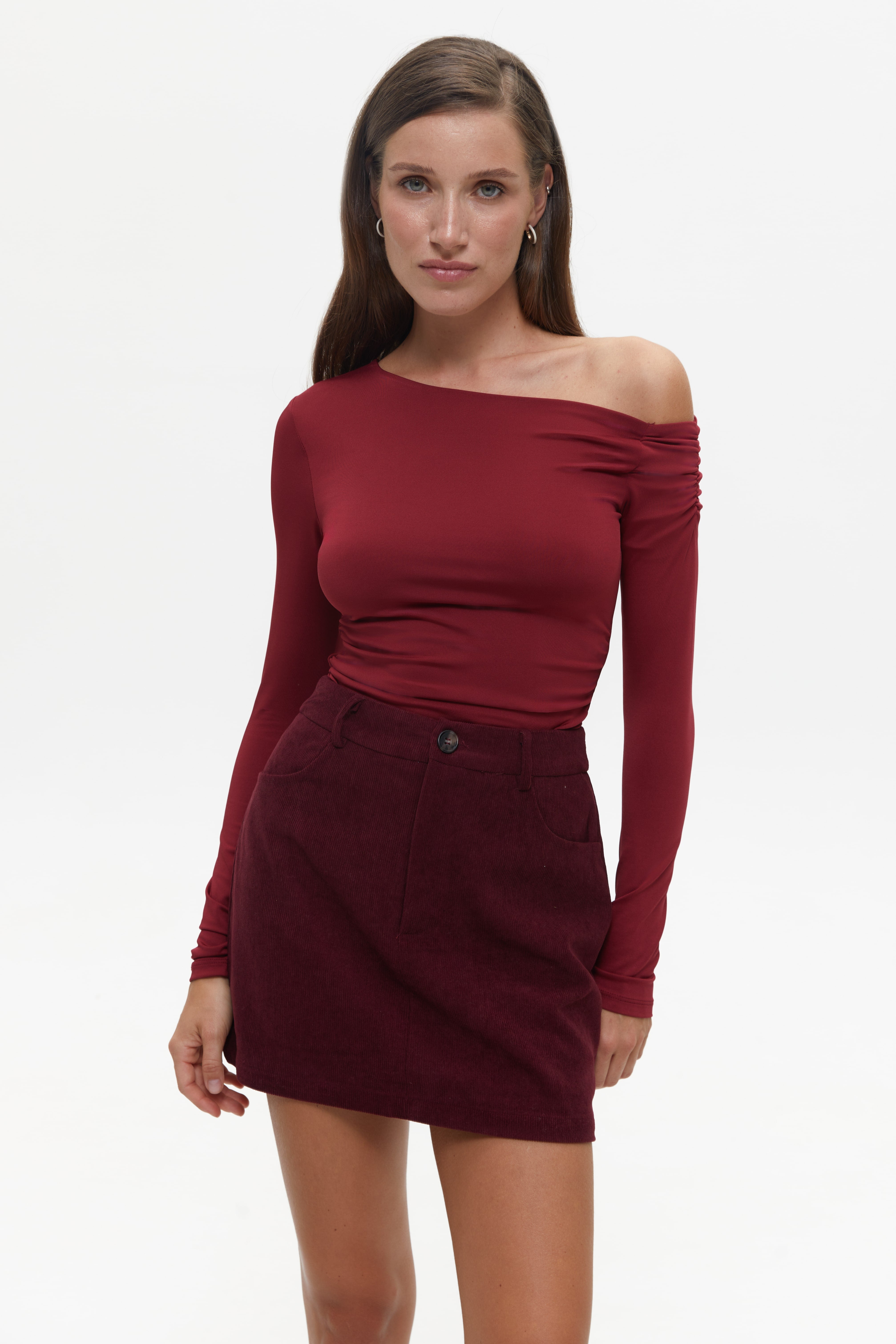 Burgundy Off Shoulder Bodysuit