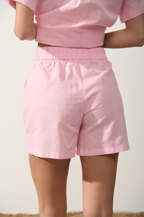 Pink Linen Blend Shorts - SOLMAR