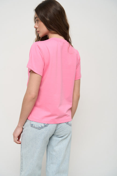 Pink T-Shirt with Decorative Seams - SOLMAR