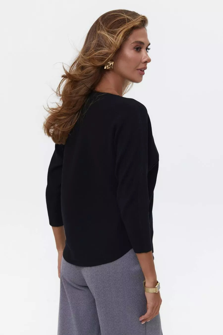 Black Basic Relaxed-Fit Jumper