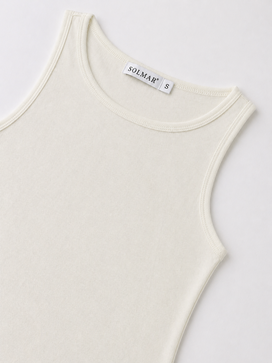 Ribbed tank top in clean white
