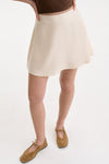 Cream Satin Mini Skirt
