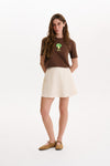 Cream Satin Mini Skirt