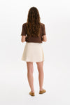 Cream Satin Mini Skirt