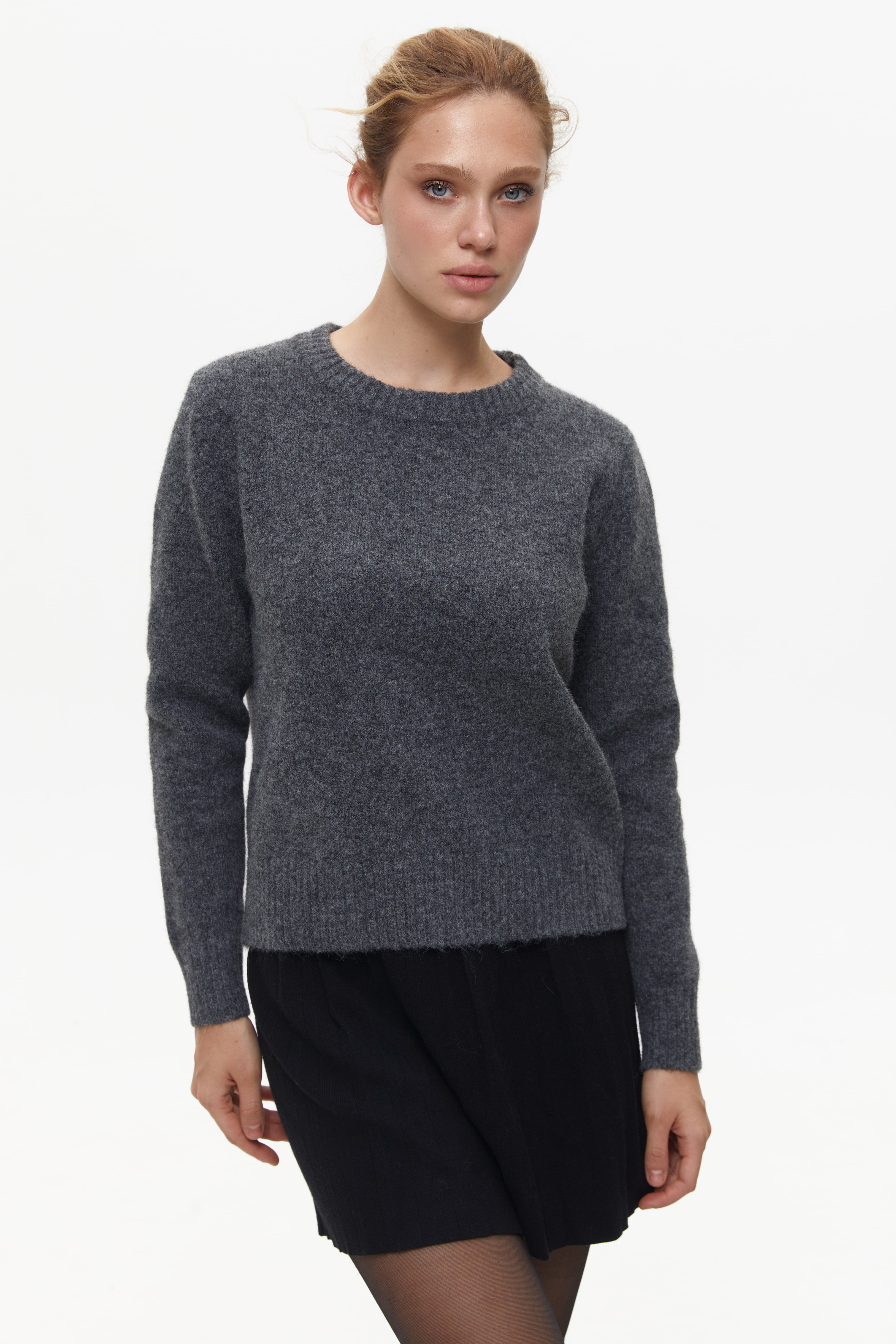 Grey Textured Knit Sweater