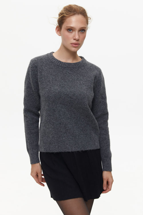 Grey Textured Knit Sweater