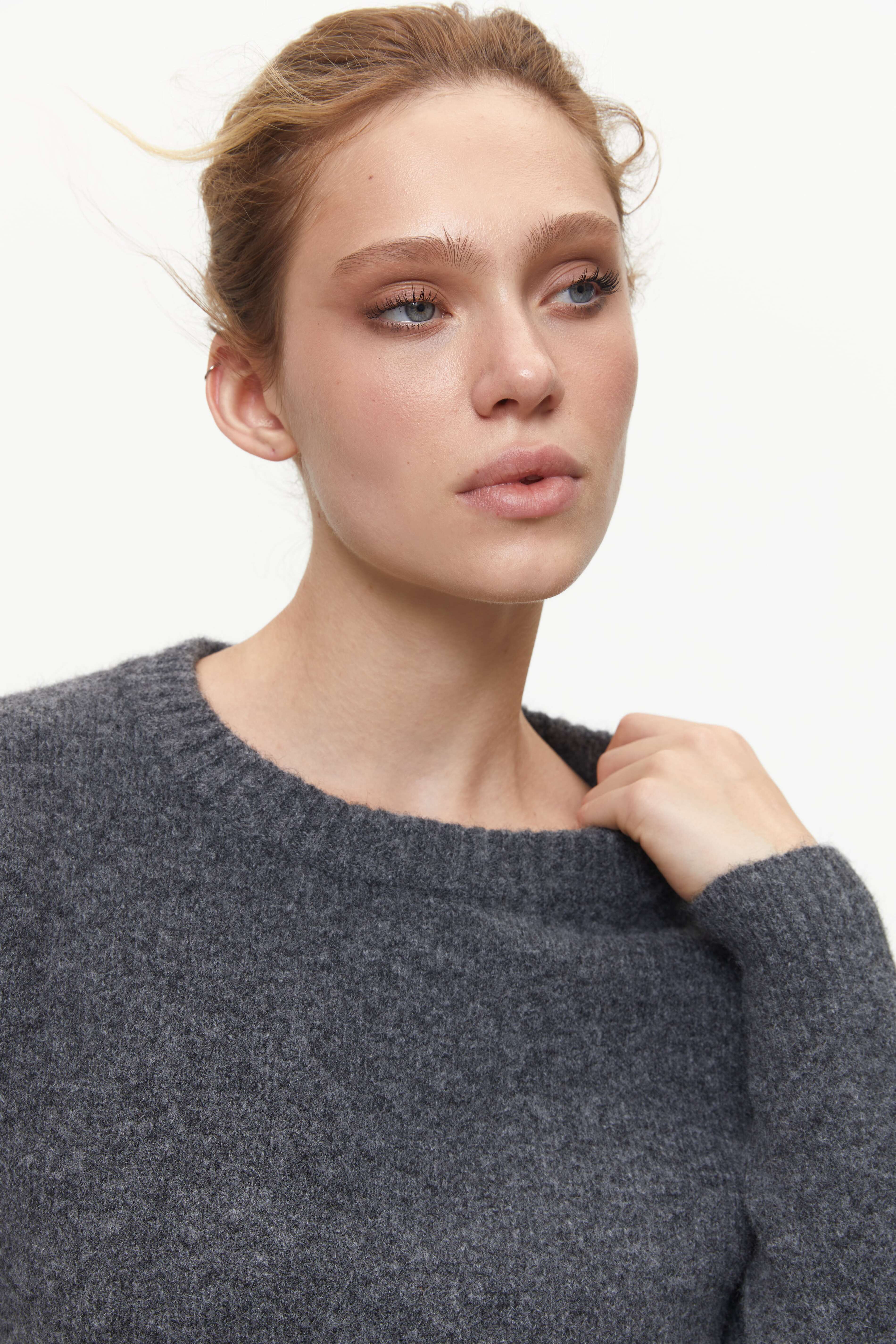 Grey Textured Knit Sweater