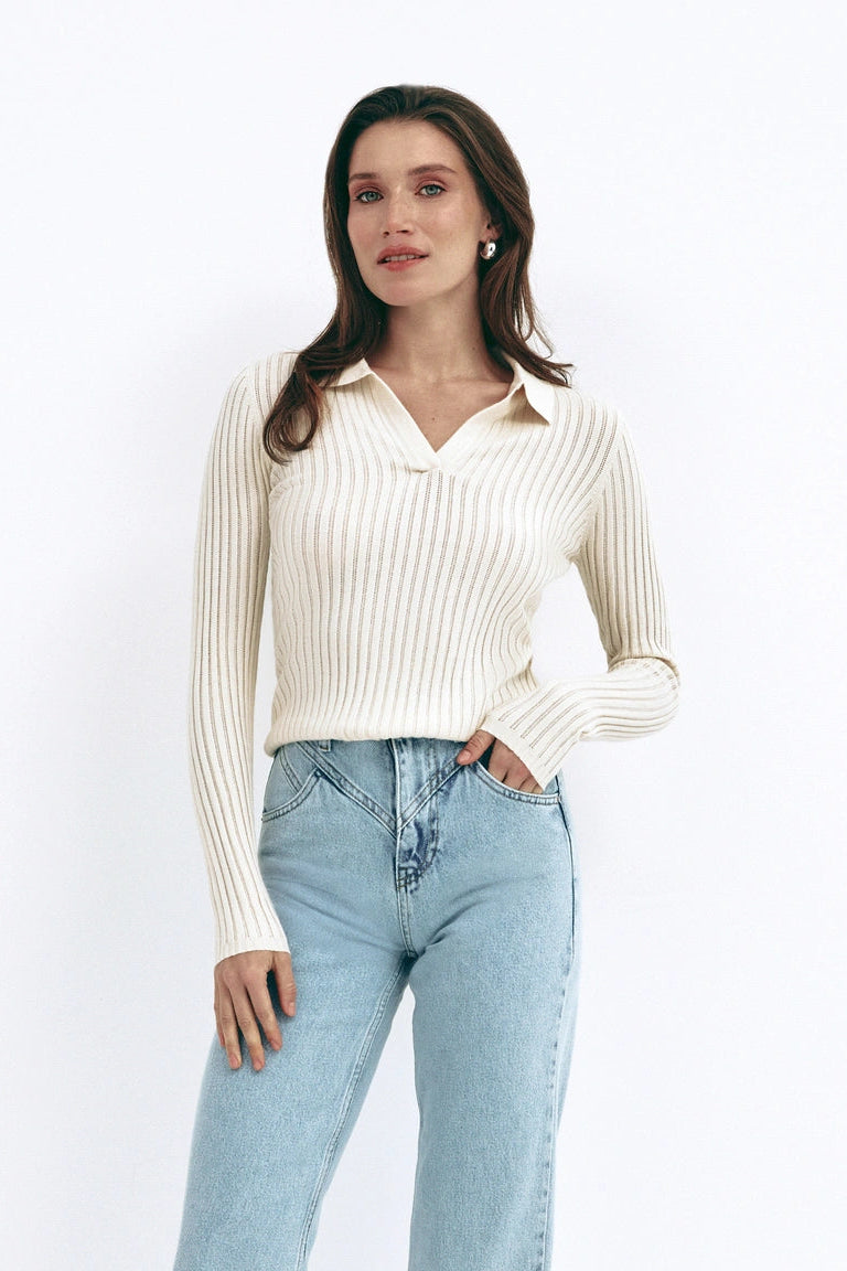 Milk Polo Collar Long Sleeve