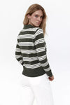 Green Striped Polo Jumper