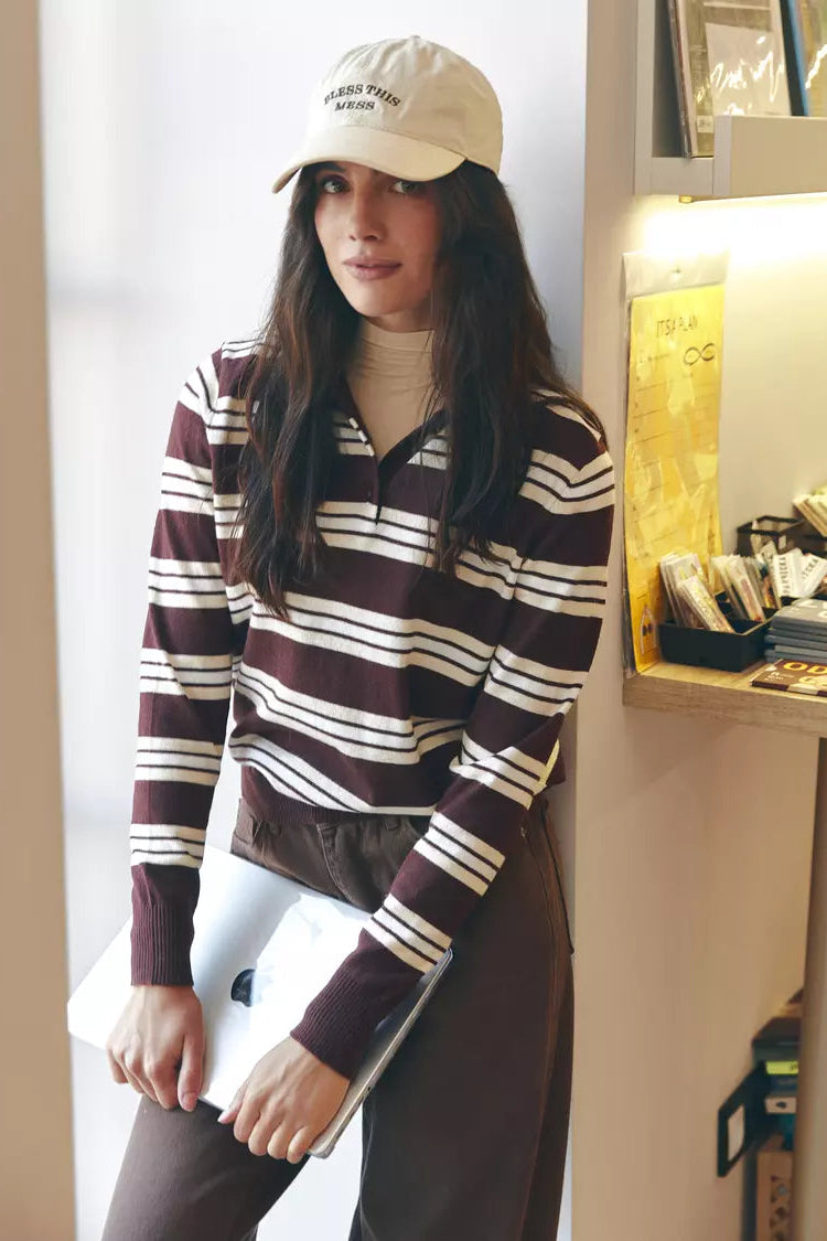 Red Striped Polo Jumper