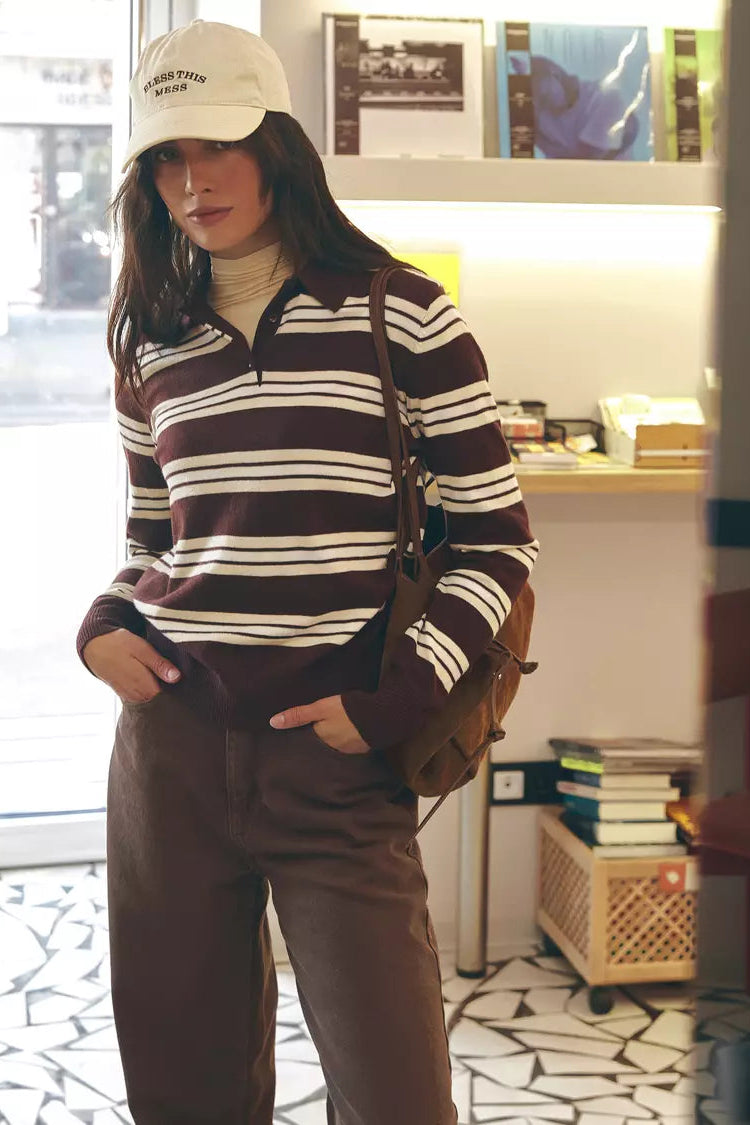 Red Striped Polo Jumper