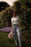 Knitted Polo T-shirt with Cream Stripes
