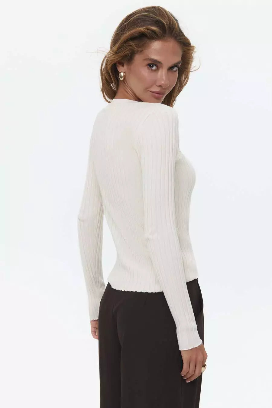 Beige Knit Long Sleeve Top