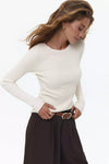Beige Knit Long Sleeve Top