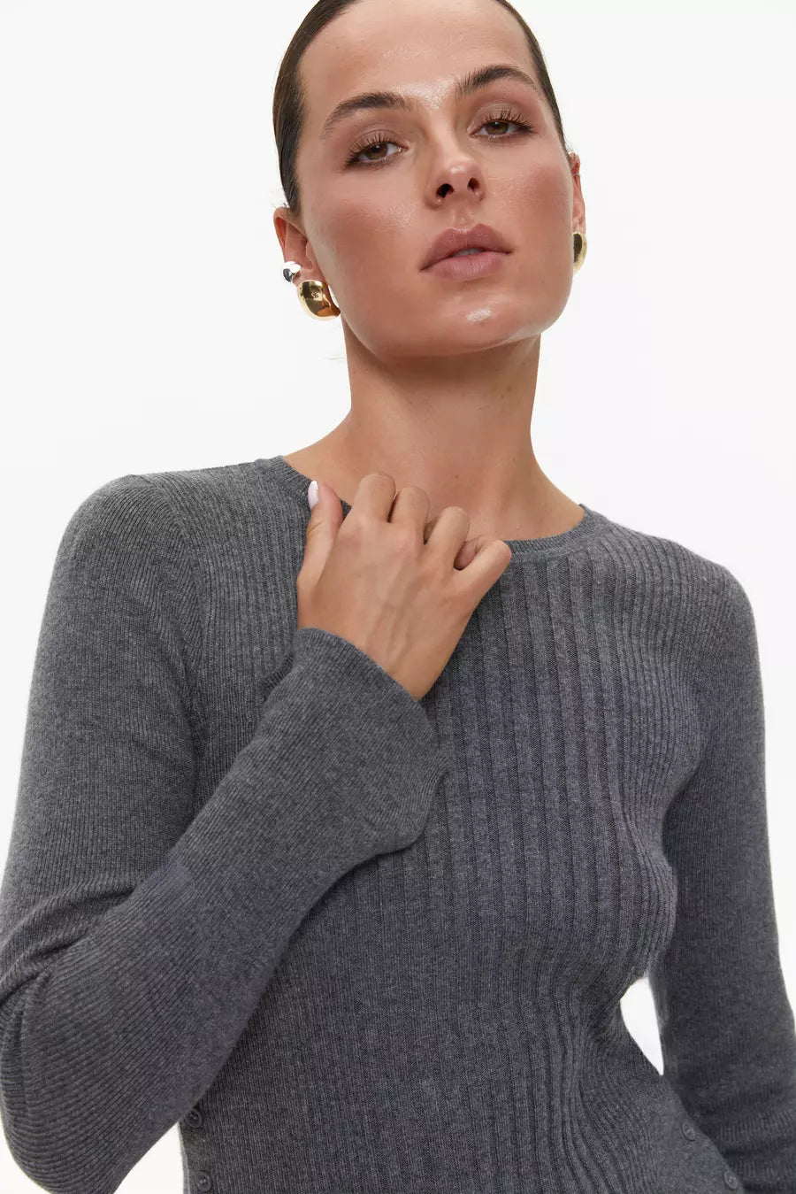 Grey Jumper with Side Buttons