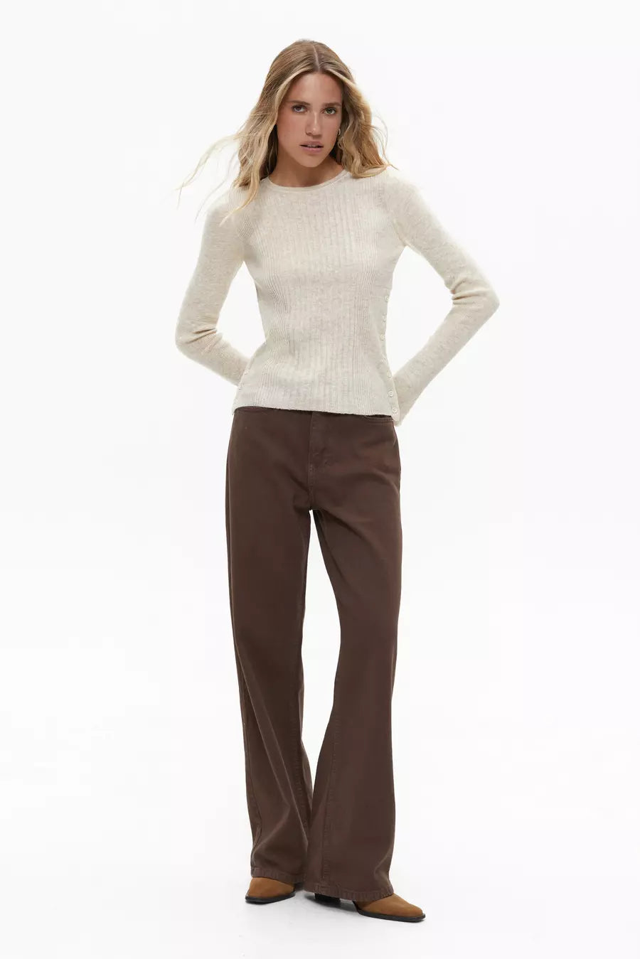 Milk Jumper with Side Buttons