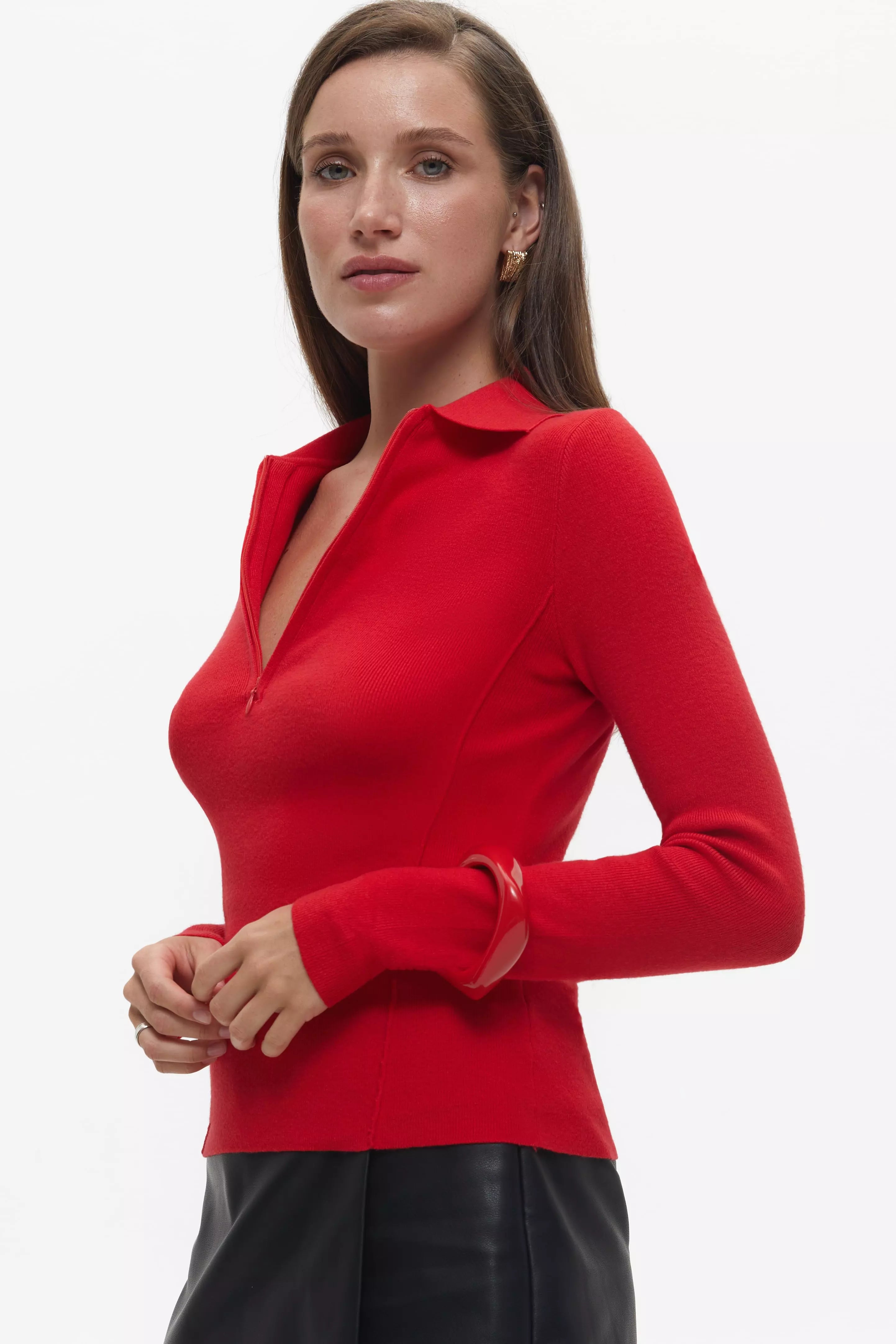 Red Basic Polo Jumper