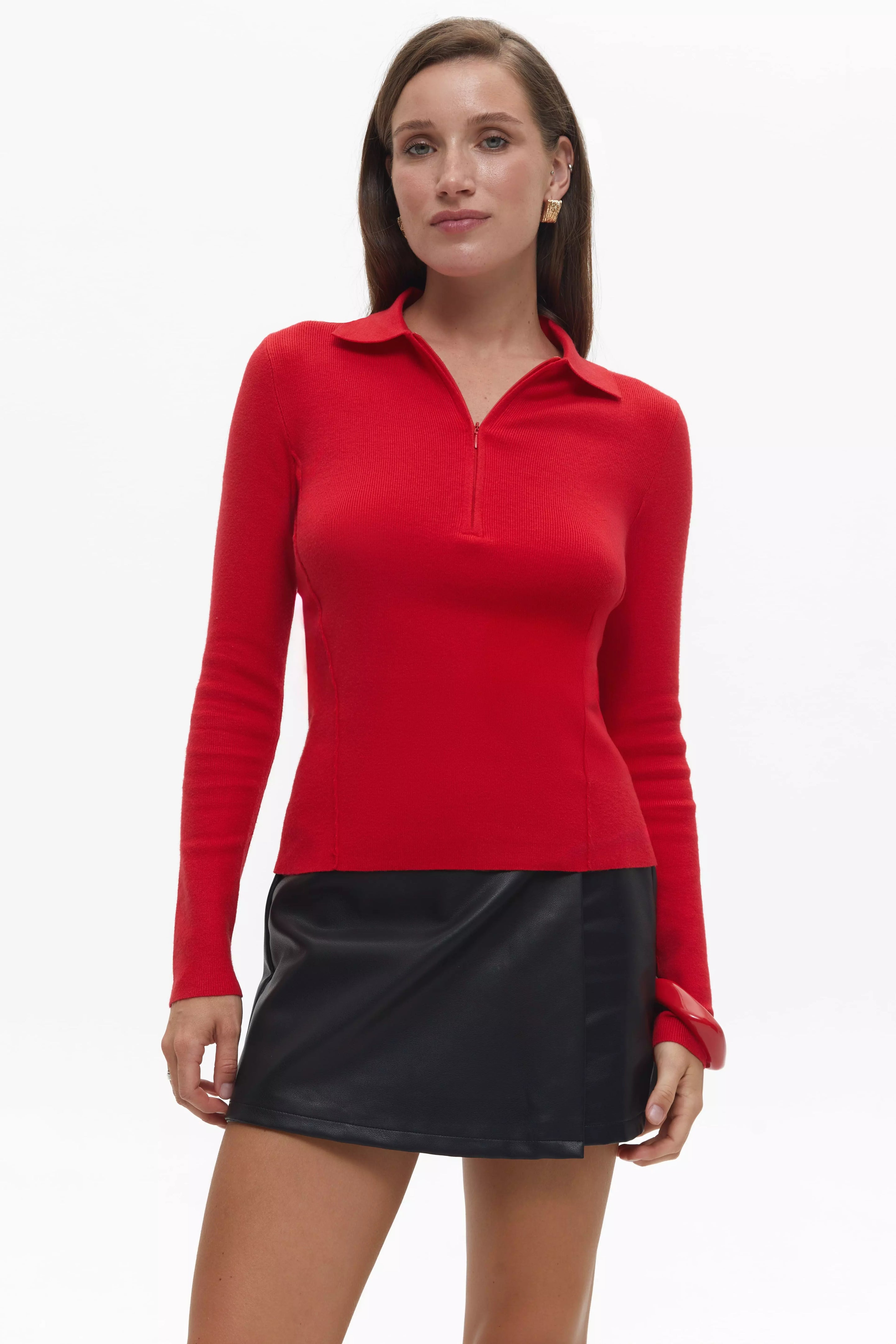 Red Basic Polo Jumper
