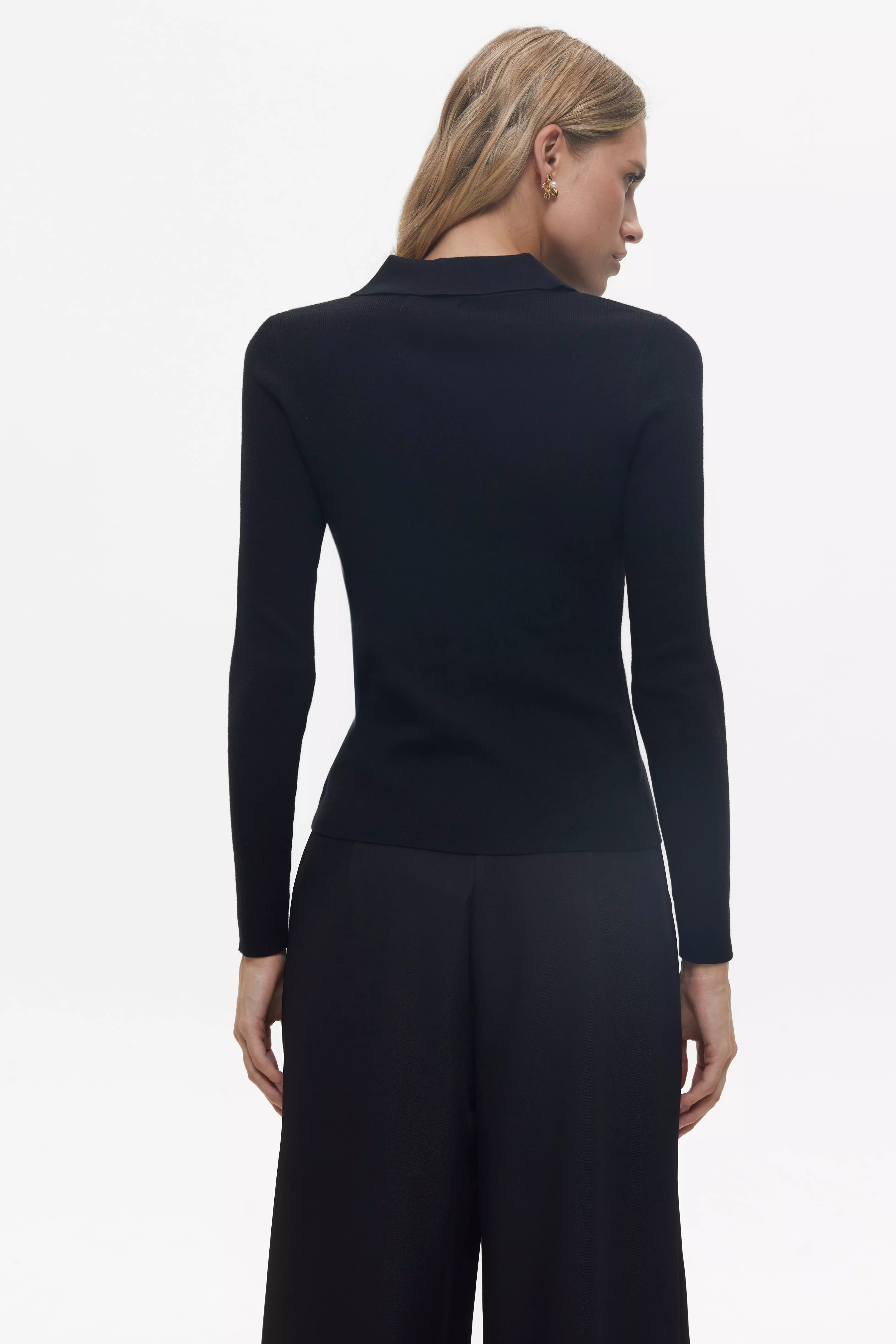 Black Basic Polo Jumper