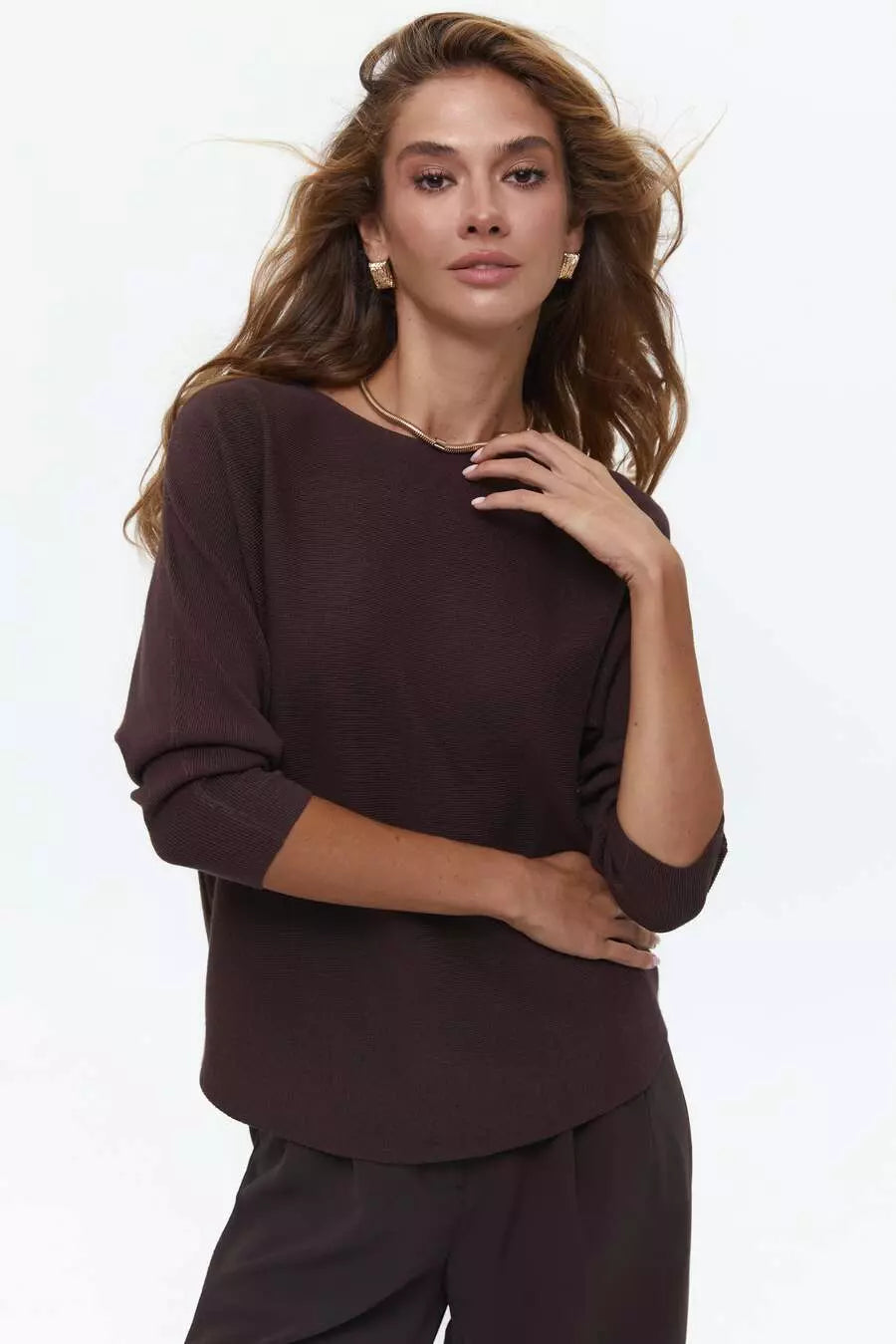 Brown Basic Relaxed-Fit Jumper