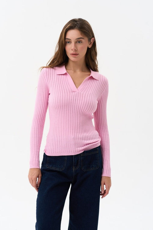 Sweater polo in color pink - SOLMAR